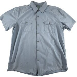 Vissla Shirt Mens XL Blue Button Up Short Sleeve Pocket Casual Hemp Cotton